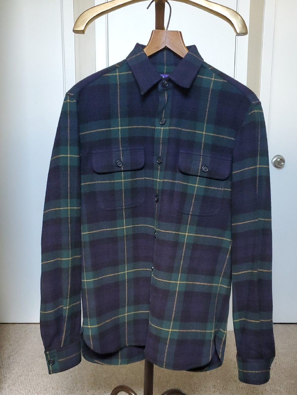 Ralph Lauren Navy, Green & Yellow Plaid Shirt